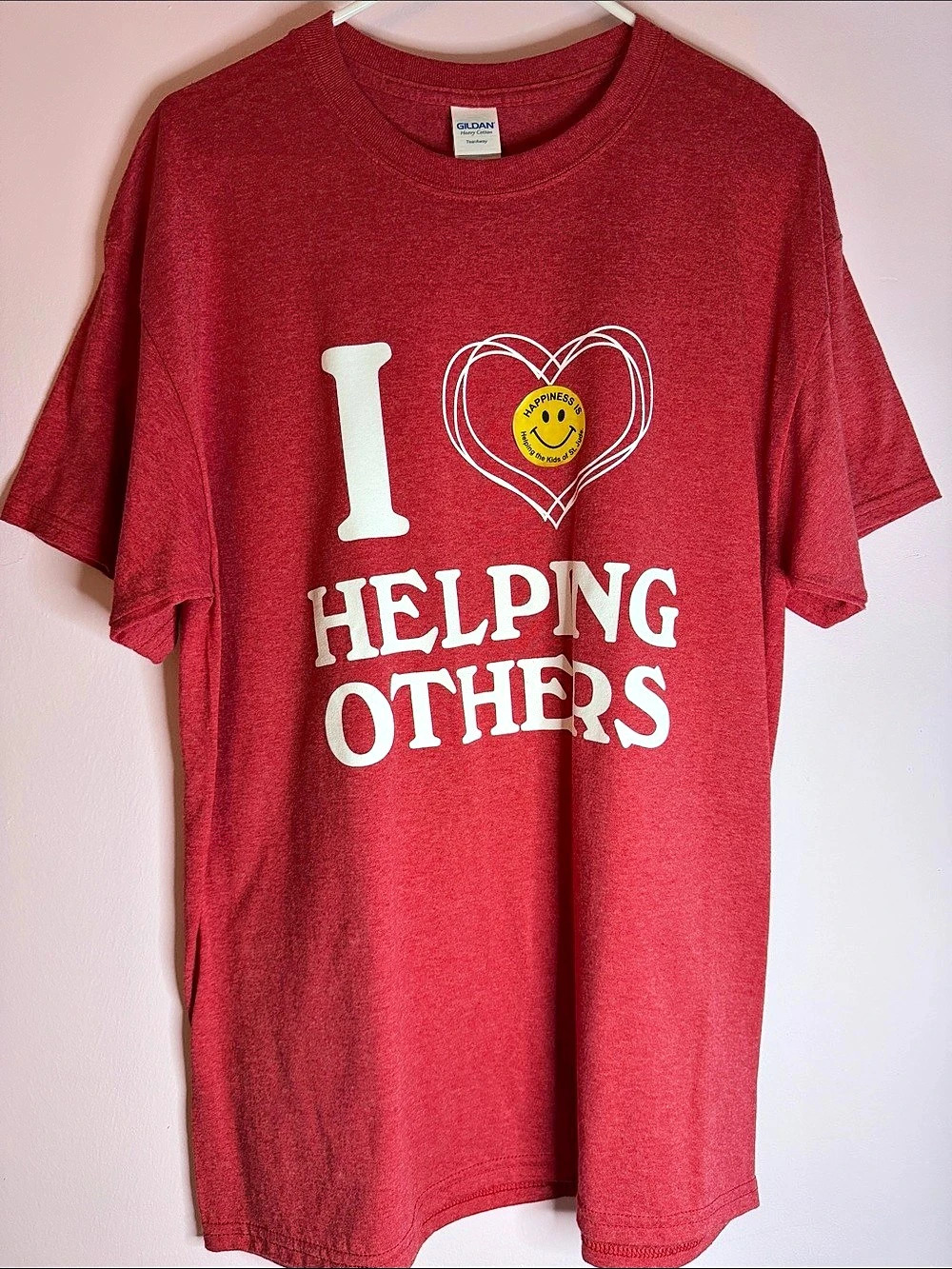 Gildan Heavy Cotton T-Shirt - I Love Helping Others Red Large